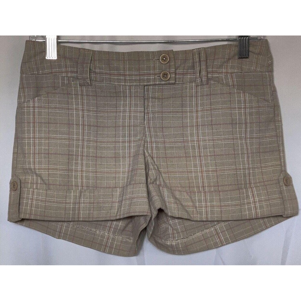 Tracy Evans Womens Light Brown Red - Plaid Short-shorts‎ Size 3 - Picture 3 of 8